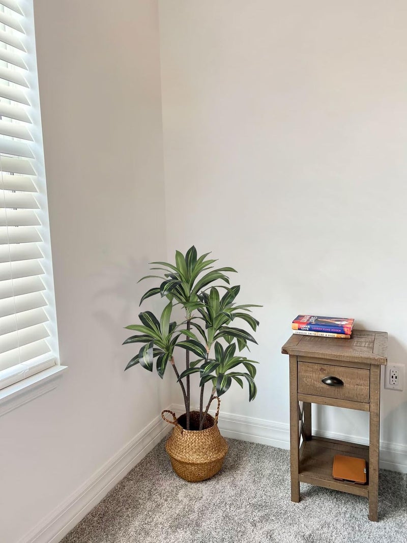 Aveyas 4ft Artificial Dracaena Tree for Home Decor, 4 Feet Real Touch Large Faux Plant Fake Silk Floor Trees with Pot for Indoor Outdoor House Living Room Office (4 ft Tall) - Image 5
