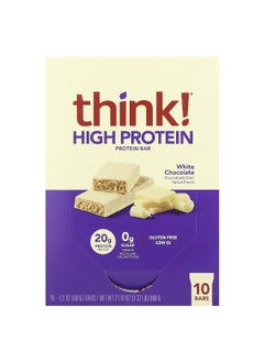 think! Think !, High Protein Bars, White Chocolate, 10 Bars, 2.1 oz (60 g) Each  - Image 1