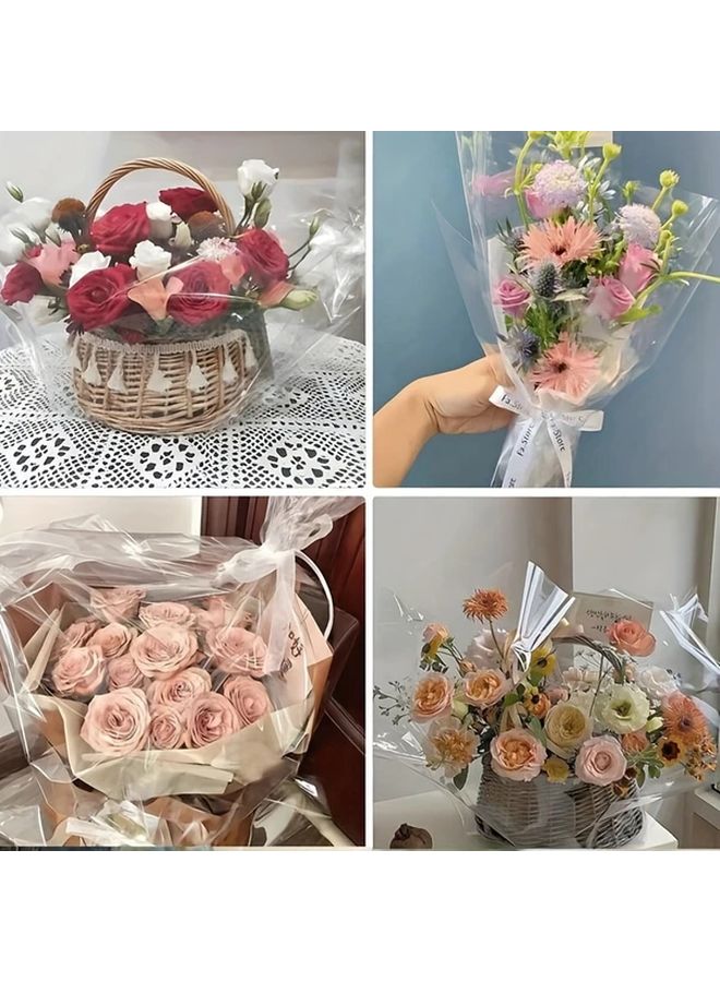 Clear Plastic Flower Wrapping Paper Roll 50x2000cm for Bouquet Gift Packaging - Image 5