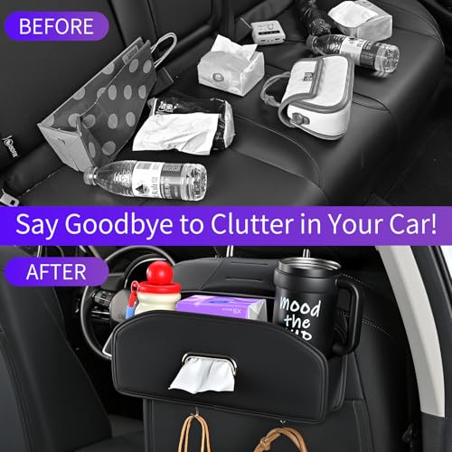 Edotim Backseat Seat Car Organizer, Multifunctional Adjustable Car Organizers and Storage, Universal Car Seat Organizer, Car Tissue Organizer with Cup Holder, Black - Image 4