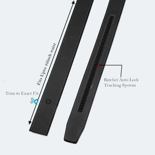 Contacts Belt Ratchet Buckle Strap Only – Waist Size Adjustable from 28" to 40" – Replacement Strap for Automatic Click Belts – No Buckle Included (15-Grain Black) - Image 5