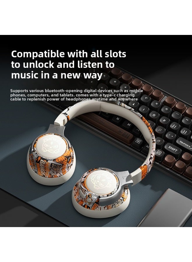 Bluetooth Doodle Headset Long Battery Life Fashion Wireless Headset Bluetooth Headset Stereo Music Game Headset Girl Boy Gift - Image 3