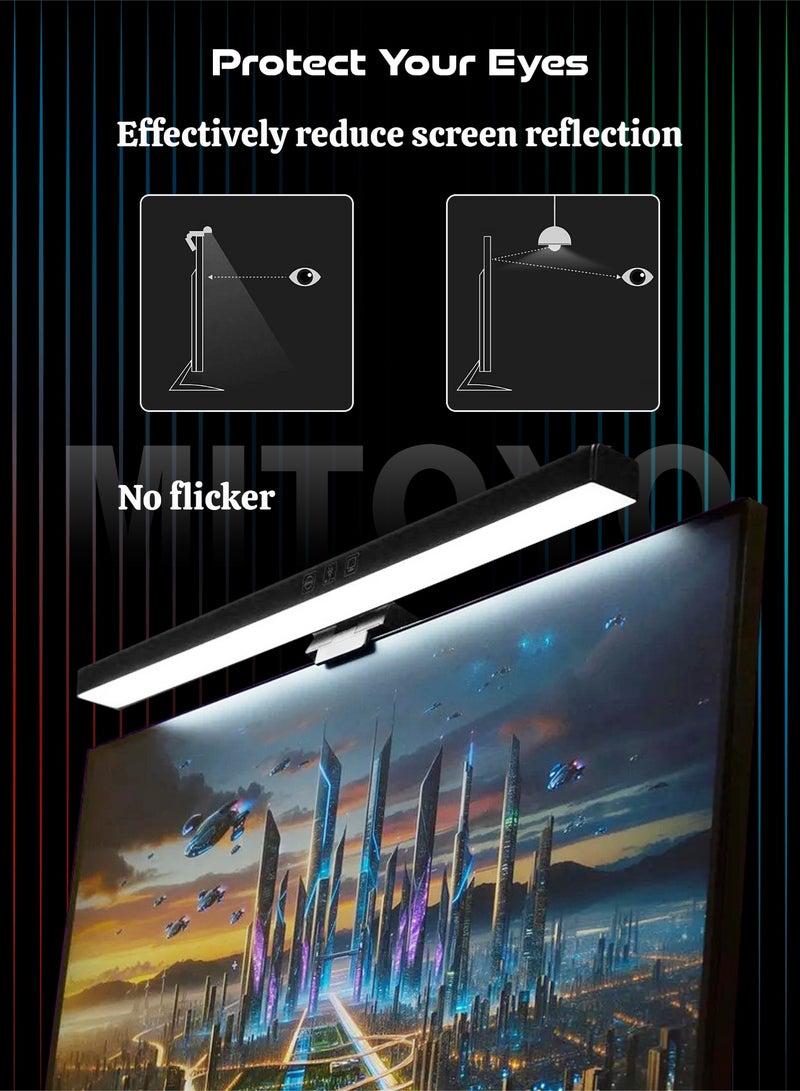 MITOYO Computer Laptop Monitor LED Light - Stepless Dimming - Eye Protection Lamp - 3 Color Temperature - 60 Min Timer - No Flicker - USB Powered - Suitable for Flat Screens and Curved Screens - Image 5
