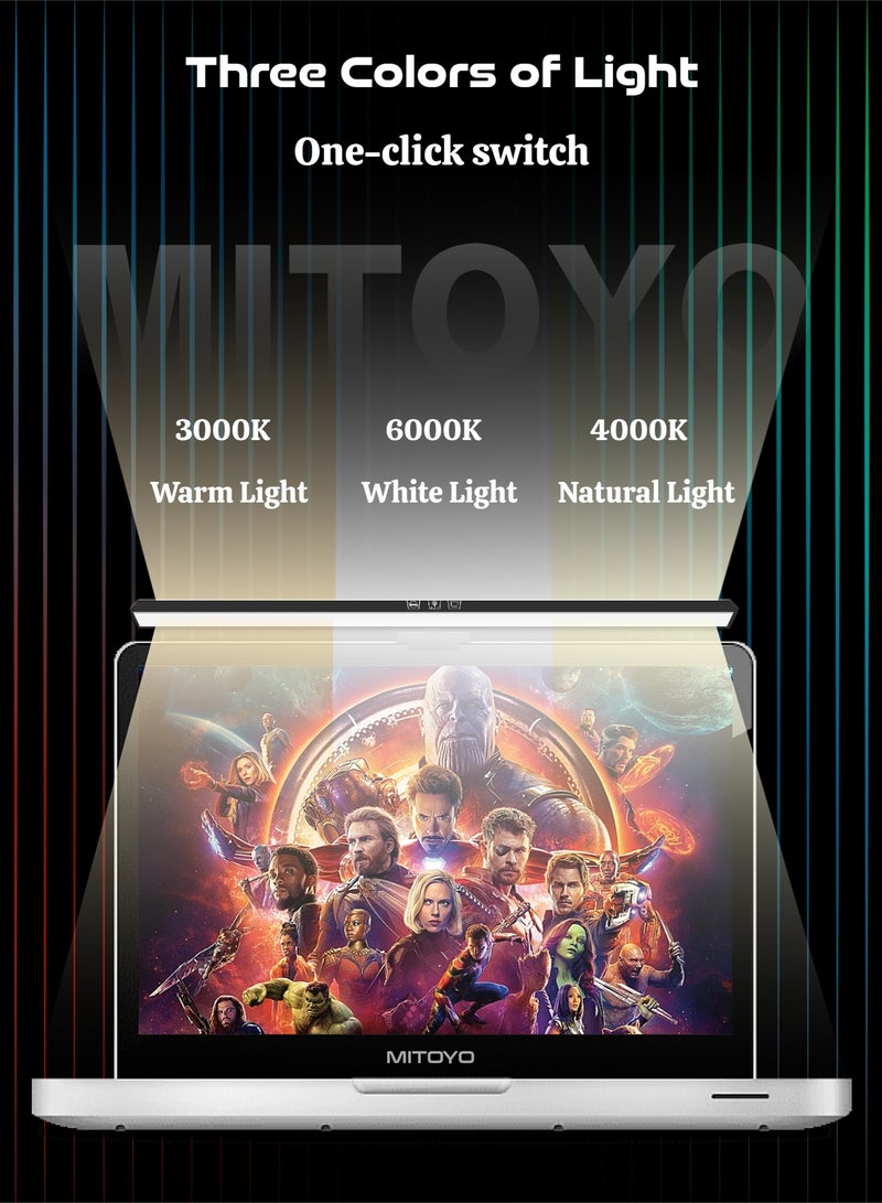 MITOYO Computer Laptop Monitor LED Light - Stepless Dimming - Eye Protection Lamp - 3 Color Temperature - 60 Min Timer - No Flicker - USB Powered - Suitable for Flat Screens and Curved Screens - Image 3