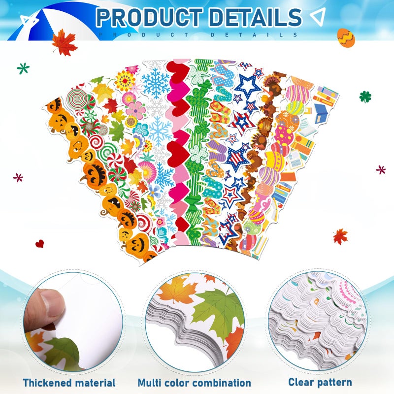 Geyee 360 Pcs Valentines Bulletin Board Borders Decorations Summer St. Patrick's Holiday Spring Easter Valentine Classroom Borders Bulletin Board Trim for Classroom School, 12 Design(Pretty) - Image 3