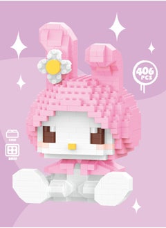 LELE BROTHER 406PCS Cartoon My Melody Building Bricks Set, Mini Block Building Set, Classic Mini Building Bricks, Assembling Building Blocks Suitable for Boys and Girls Aged 6 and Up  - Image 1