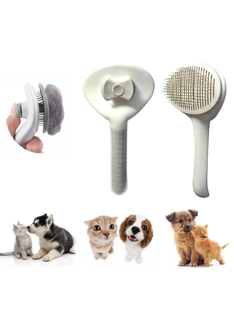 Self Cleaning Slicker Pet Brush, Dog & Cat Grooming Shedding Brush - Easy to Remove Loose Undercoat, Pet Massaging Tool Suitable for Pets with Long or Short Hair (Grey) - Image 1