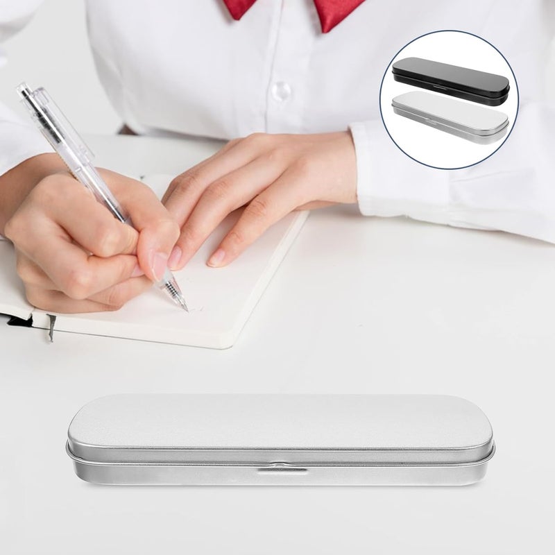 تيهاوكس (TEHAUX) عبوة تخزين معدنية من الفولاذ الملون للقلمات، 2 قطع، تصميم مضاد للخدوش، منظم لمكتب، لون فضي، الأبعاد 175 ملم × 50 ملم × 20 ملم - Image 4