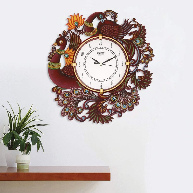 CIRCADIAN Ajanta Desginer Wooden Ethnic Handpainted Wall Clock for Home Living Room Office (13inch*13inch) - Image 2