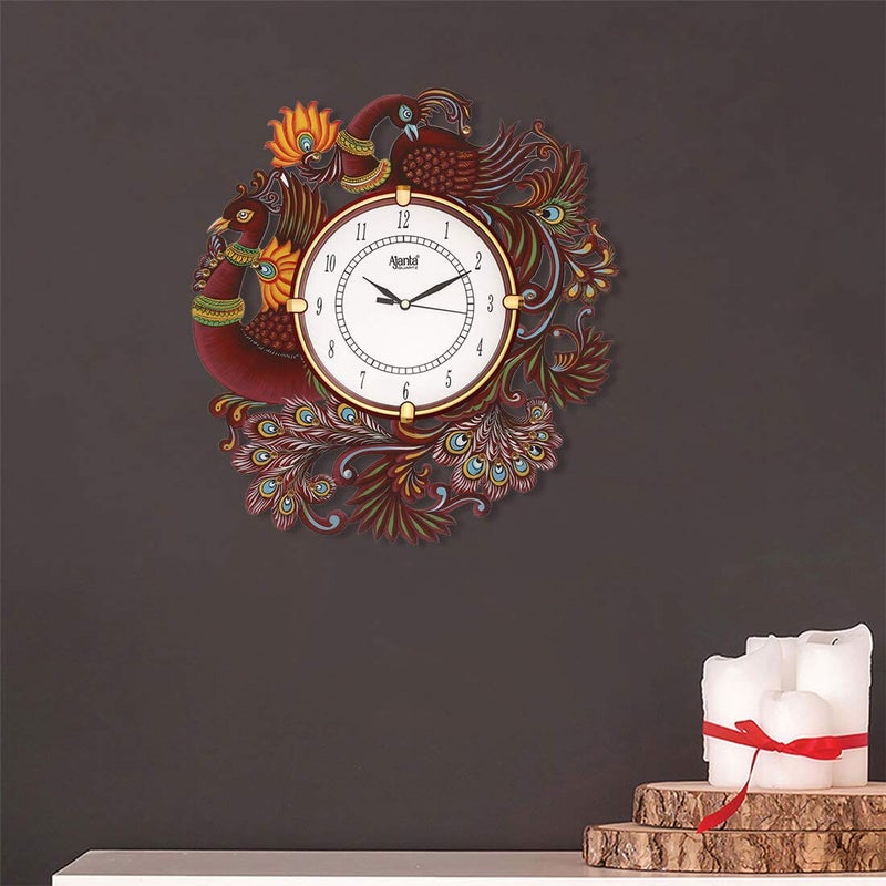 CIRCADIAN Ajanta Desginer Wooden Ethnic Handpainted Wall Clock for Home Living Room Office (13inch*13inch) - Image 4