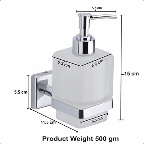 ORCE BATH ARTICLE Liquid soap Dispenser Holder for Bathroom Glass handwash Dispenser soap Dispenser for wash Basin Liquid Dispenser 27O(Chrome Finish,Anti-Rust)(304 Stainless Steel) - Image 2