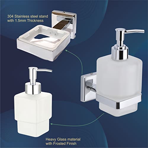 ORCE BATH ARTICLE Liquid soap Dispenser Holder for Bathroom Glass handwash Dispenser soap Dispenser for wash Basin Liquid Dispenser 27O(Chrome Finish,Anti-Rust)(304 Stainless Steel) - Image 4