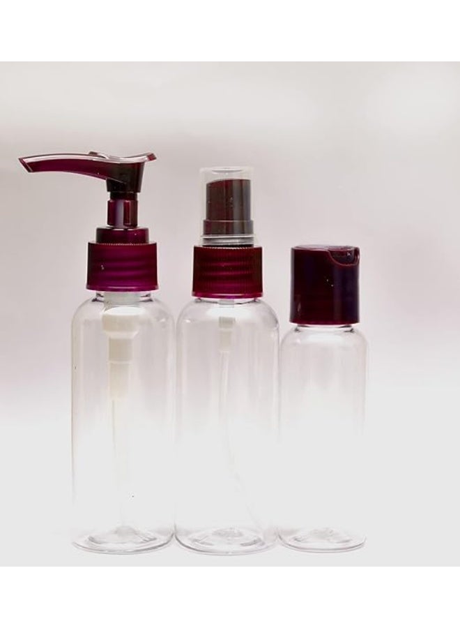 Generic Set of 6 Empty Plastic Travel Bottles, Leak-Proof Travel Toiletry Essentials, Features 2 Liquid Containers, 1 Spray Bottle, and 3 Cream Jars for Your Makeup 232  - Image 3