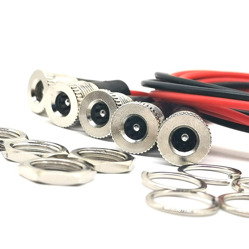 AYECEHI 5Pack 5.5 x 2.1 MM 10A DC-099 Power Jack Cord Socket Threaded Female Mount Connector Adapter with Waterproof Cover Cap - Image 3