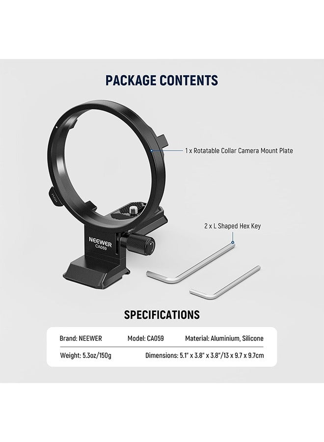 Neewer NEEWER Rotatable Collar Mount Plate for Fujifilm GFX100 II 100S 50S II, Fast Horizontal to Vertical Camera Tripod Lens Mount Ring Compatible with DJI RS 3/2 u0026 Arca Quick Release System, CA059  - Image 5