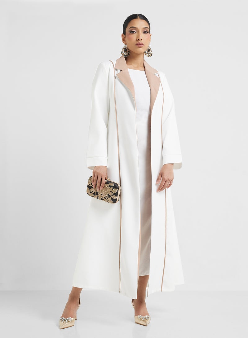 Khizana Abaya With Contrast Lapel  - Image 1