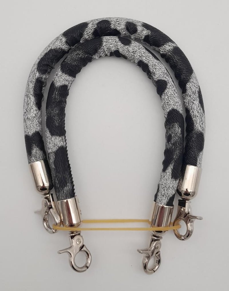 Angel Çanta Aksesuar Angel Bag Accessory Double Short Cord Bag Handle Gray Black Leopard Silver Metallic - Image 2