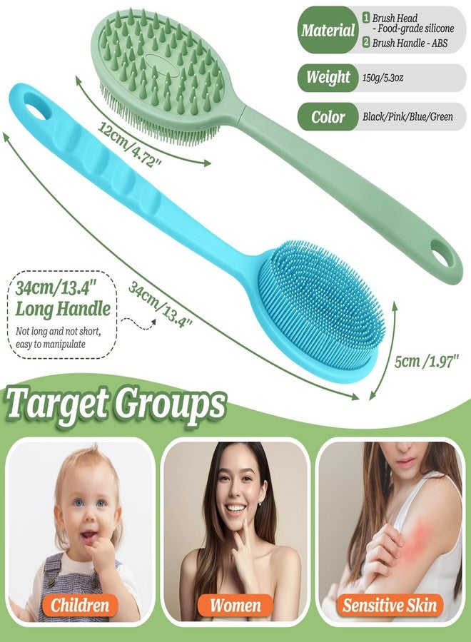 GEENOA Silicone Back Scrubber, Soft Silicone Loofah with Handle, Gentle Exfoliating Back Scrubber, Back Brush Bath Brush with Two Dual-Side & Detachable Brush Heads(Black-Two Heads) - Image 2