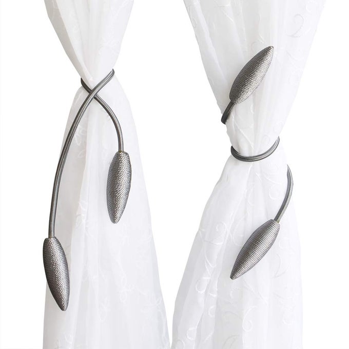 2 PIECES CURTAIN TIEBACKS CLIPS CREATIVE WINDOW DRAPE TWIST TIE BACKS EUROPEAN STYLE CUSTOM MADE CURTAIN HOLDERS DECORATIVE DRAPERIES HOLDBACKS SILVER GREY