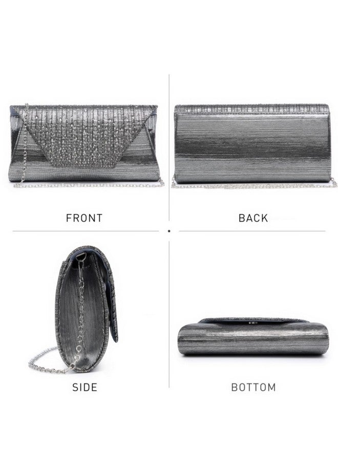 Dasein Women Evening Bags Wedding Purses Handbags Party Clutches Cocktail Prom Clutch with Glitter Rhinestones (Grey) - Image 2