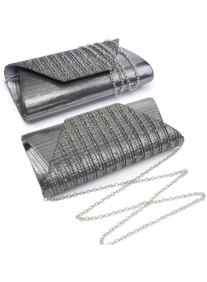 Dasein Women Evening Bags Wedding Purses Handbags Party Clutches Cocktail Prom Clutch with Glitter Rhinestones (Grey) - Image 1