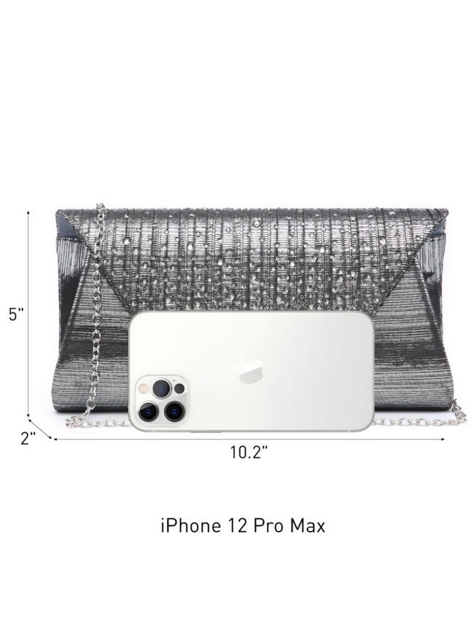 Dasein Women Evening Bags Wedding Purses Handbags Party Clutches Cocktail Prom Clutch with Glitter Rhinestones (Grey) - Image 3