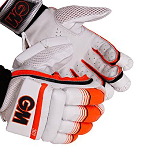 GM Leather Cricket Batting Gloves | Color: White | Size: Youth RH | Material: Leather | for Men & Boys | Lightweight | Comfortable | Pre-Curved Finger Gloves | Airflow Gusset for Ventilation - Image 3