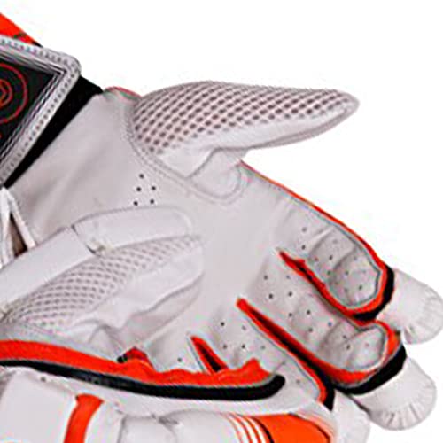 GM Leather Cricket Batting Gloves | Color: White | Size: Youth RH | Material: Leather | for Men & Boys | Lightweight | Comfortable | Pre-Curved Finger Gloves | Airflow Gusset for Ventilation - Image 5