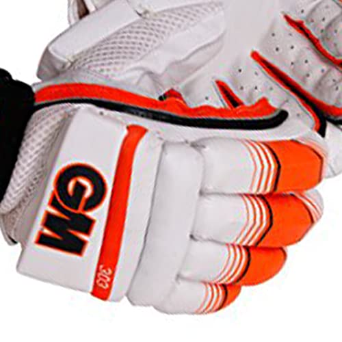 GM Leather Cricket Batting Gloves | Color: White | Size: Youth RH | Material: Leather | for Men & Boys | Lightweight | Comfortable | Pre-Curved Finger Gloves | Airflow Gusset for Ventilation - Image 4