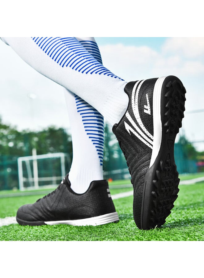 Pull Back Warrior Football Shoes Turf Studs Tf Adult Youth Children Student Training Compeion Sneakers 618 Black/white Size 34 - Image 1