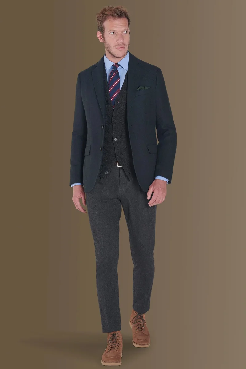 Single breasted tweed jacket - Blue