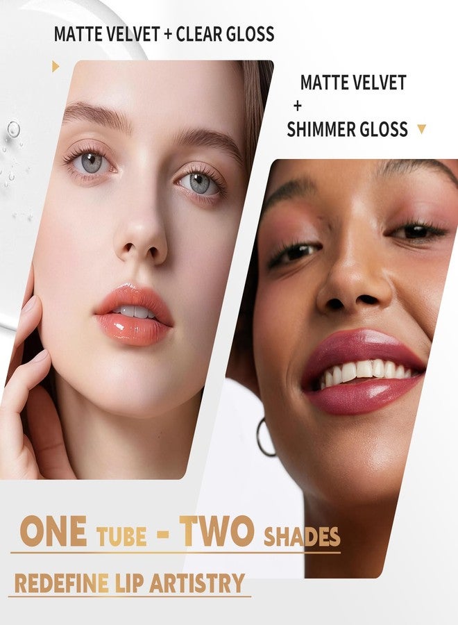 Color Nymph Matte Liquid Lipstick with Clear & Shimmer Lip Oil | 2PCS Lip Makeup Set for Women & Girls | High Pigment Color Long-Lasting Dual Ended Lip Gloss | Cruelty-Free & Vegan (2-Count, 02) - Image 2