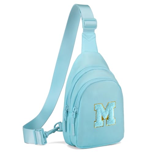Viverte Easter Gifts for Teen Girls 3 4 5 6 7 8 9 10 11 Year Old Girls Birthday Gifts for Best Friends Personalized Gifts for Women Preppy Stuff Small Initial Sling Bag Icing BlueM - Image 1