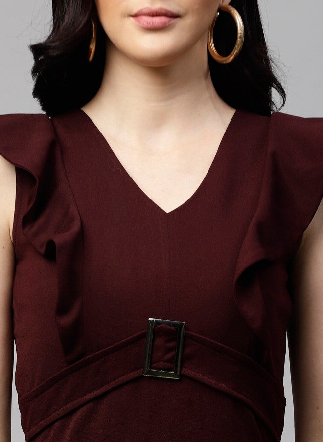 Athena فستان ضيق بلون بورغندي للنساء - Image 2