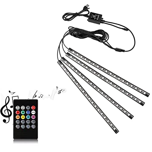 Uniwit Car LED Strip Light, Uniwit 4 Pcs Multicolor Music Car Interior Atmosphere Lights for Car TV Home with Sound Active Function,Remote Control and Smart USB Port (48 LED-USB Port) - Image 1