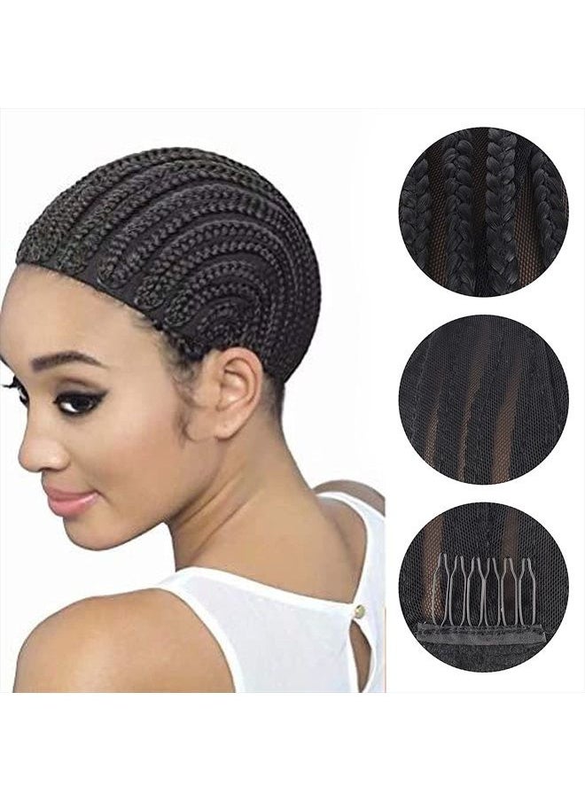 XCCOCO - 1PCS Breathable Braided Crochet Cornrows Wig Caps for Making Synethic Wigs Durable Stable Black Easier Sew in Braiding Wigs Cap Medium Size - Image 1