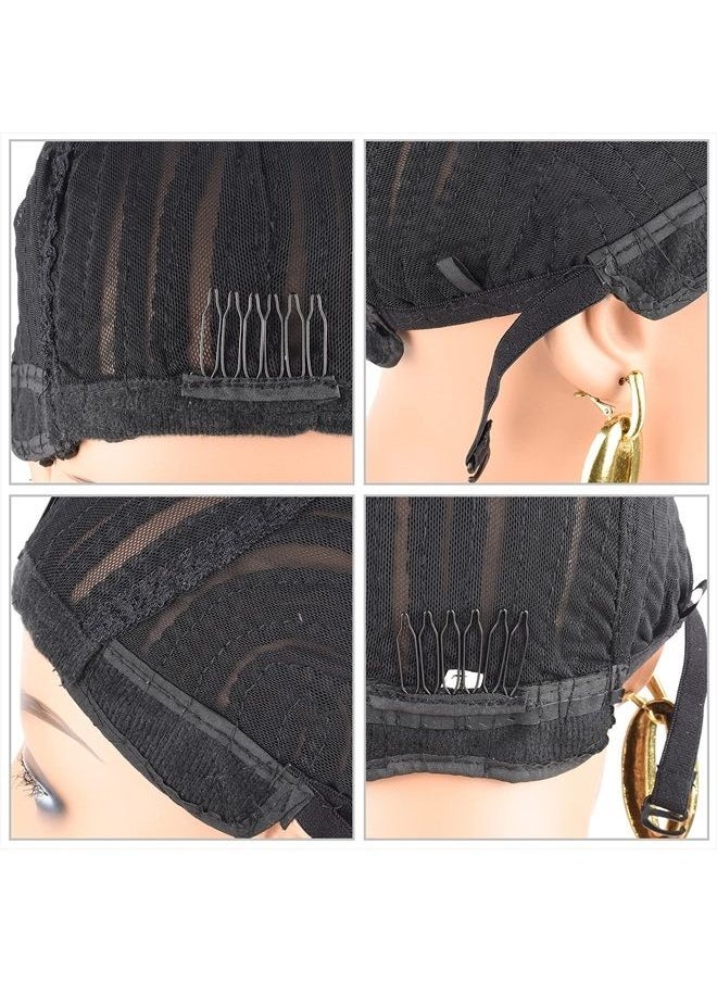 XCCOCO - 1PCS Breathable Braided Crochet Cornrows Wig Caps for Making Synethic Wigs Durable Stable Black Easier Sew in Braiding Wigs Cap Medium Size - Image 1