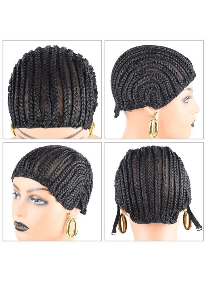 XCCOCO - 1PCS Breathable Braided Crochet Cornrows Wig Caps for Making Synethic Wigs Durable Stable Black Easier Sew in Braiding Wigs Cap Medium Size - Image 1
