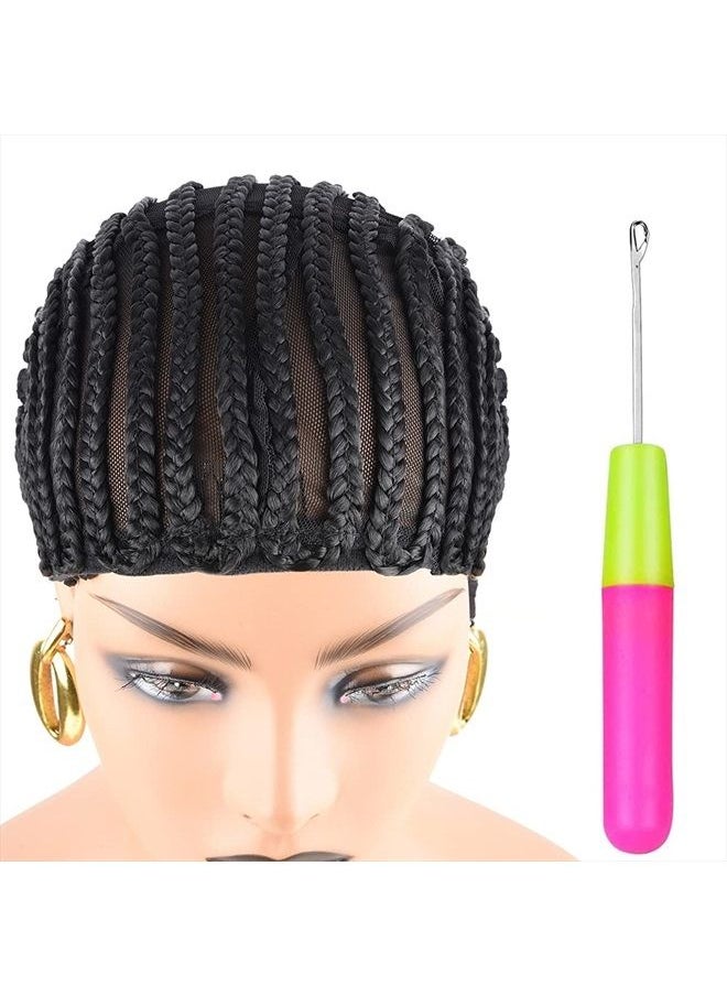 XCCOCO - 1PCS Breathable Braided Crochet Cornrows Wig Caps for Making Synethic Wigs Durable Stable Black Easier Sew in Braiding Wigs Cap Medium Size - Image 1