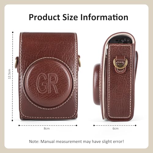 kinokoo Case for Ricoh GR IV PU Leather Texture Protective Cover for Ricoh GRGR IIIGR IIIXGR IV Digitals Cameras with Adjustable Shoulder Strap with Belt Loop on the Bag Back Cofffee - Image 3