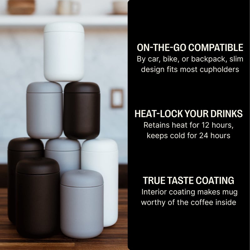 Fellow 8 oz Carter Move Travel Mug - Vacuum-Insulated Stainless Steel Travel Coffee Mug - Coffee Tumbler with Ceramic Interior and Splash Guard - Matte Grey - Image 3