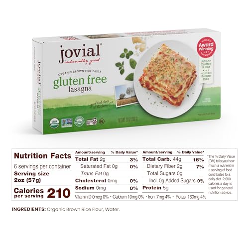 Jovial Gluten Free Lasagna Noodles - Organic Brown Rice Lasagna Pasta, Whole Grain Pasta, Dairy Free, Glyphosate Free, Made in Italy - 9 Oz, 2 Pack - Image 2