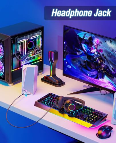 LENRUE Computer Speakers, USB/USB-C Powered PC Speakers with Loud Stereo Sound, Headphone-in for Desktop, Laptop, Monitor - Image 4