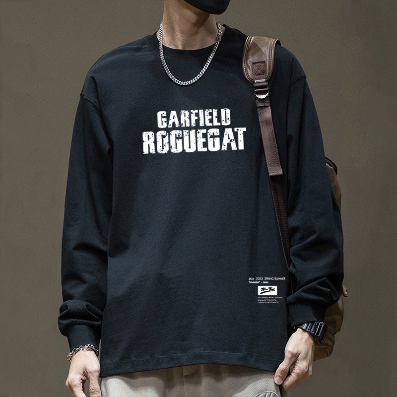 New 2025 Autumn Japanese-Style Fresh Thin Men's Pullover Long-Sleeve Trendy Round-Neck Men's T-Shirt - Image 1