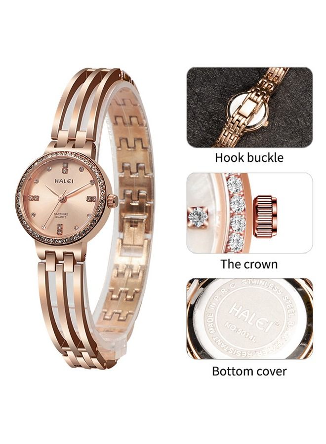 هالي ساعة هالي هارلي النسائية الذهبية المزركشة بأناقة 5014L - quadrant ذهبي 25 ملم بمطرقة شمسية، سوار من الفولاذ المقاوم للصدأ، هدية أنيقة - Image 5