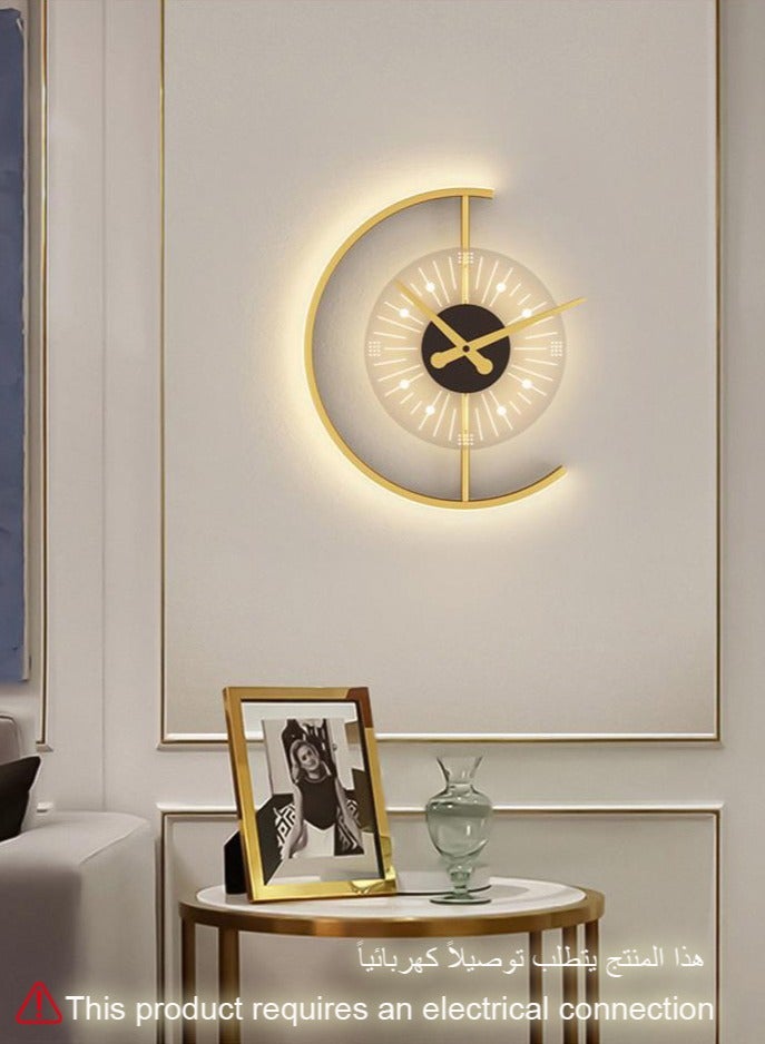 Necomi Luxury Wall Lamps Creative Clock, Wall Sconces LED Light Source Three-Color Dimmable Wall Light for Stairs Entrance Bedroom Bedside Study Home - Image 1