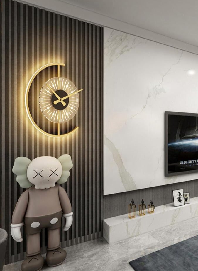 Necomi Luxury Wall Lamps Creative Clock, Wall Sconces LED Light Source Three-Color Dimmable Wall Light for Stairs Entrance Bedroom Bedside Study Home - Image 5