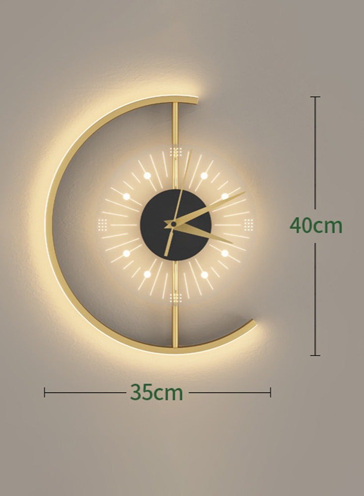 Necomi Luxury Wall Lamps Creative Clock, Wall Sconces LED Light Source Three-Color Dimmable Wall Light for Stairs Entrance Bedroom Bedside Study Home - Image 3