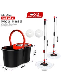 HOME 4 YOU Spin Mop and Bucket Set Floor Cleaning Mop With Extra Super Absorbent Reusable Mop Head Wringer 360° Spinning Mop with Stainless Steel Extended Handle With 6L Mop Bucket Black  - Image 2