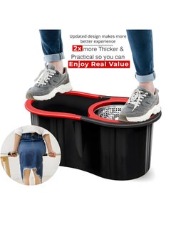 HOME 4 YOU Spin Mop and Bucket Set Floor Cleaning Mop With Extra Super Absorbent Reusable Mop Head Wringer 360° Spinning Mop with Stainless Steel Extended Handle With 6L Mop Bucket Black  - Image 4